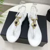 Designer Flip Flops Women's Fashion Trendy Black White Sandals Strap Beach Alphabet Low Heel Slippers Vacation Size 35-41