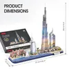 Play Mats CubicFun 3D Puzzles LED Dubai Cityline Lighting Building Burj Al Arab Jumeirah el Khalifa Emirates Towers for Adult Kids 230613