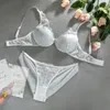 Sutiã Ellolace Fancy Sexy Lingerie Renda Bordado Esponja Íntima Conjunto de Sutiã Push Up Feminino Conjunto de 2 Peças Sem Costura Branco 230613