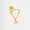 Stud Earrings 1Pcs Korean Ear Cartilage Flat Bottom Piercing Tassel Zircon For Women Girls Vintage Jewelry Accessories