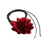 Choker Flower Strap Tie Collana Tessuto Materiale artificiale Accessori in stoffa per donna Ragazza B85D