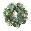Kwiaty dekoracyjne 30 cm Fałszywe zielone liście eukaliptusowe girland Domowe wystrój domu sztuczna symulacja Wew wieniec kwiatowy do ozdoby dekoracji ślubnej