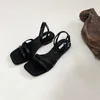 Sandalen Weibliche Sandale Schuhe Mit Niedrigen Absätzen Mit Riemen 2023 Damen Quadratische Zehe Flip-Flops Plattform Mädchen Mode Block Komfort