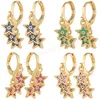 Colorful Star Dangle Earrings High Quality 18K Gold Plated Small Hoop Earring Fashion Jewelry For Women Fine Party Gifts