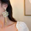 Boucles d'oreilles pendantes mode perlée cristal fleur gland exagéré 2023 femmes à la mode