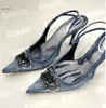 D-Venus SB Denim Hakken Slingback Dames Sandalen Pumps D Kittie Canvas D Venus Strand Zomer Luxe Designer Hoge Slipper Feest Sexy Bruiloften4