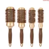 Gold Themal Salon Nano Ceramic Curly Round Brush Alumínio Radial Ionic Pente Em 4 Tamanhos Pincéis Profissionaisalta quantidade Odpcg