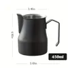 1 st kaffe latte burk kran mun med graderad mjölkskumkopp 304 rostfritt stål latte kopp tjock mätkopp, 450 ml