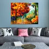 Handmade Canvas Art Autumn Date Contemporary Oil Paintings Streets People Painting Bathroom Decor