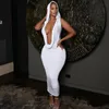 Urban Sexy Dresses Solid White Bodycon Maxi Hooded Dress Women Sexy Draped V Neck Sleeveless Slim Long Club Party Robe Y2K Female Clothing Vestidos 230614