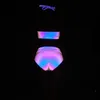 Swimwear Womens Sexy Hollow Dazzling Reflective Bikini Swimsuit Colorful Glow-in-the Dark Split Halter