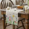 Table Runner Watercolor Floral Table Runner Linen Daisy Tulip Wild Flowers Kitchen Dining Table Decor Rustic Wedding Holiday Tablecloth 230613