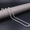 Chains Real 999 Fine Silver Necklace 5mm Bead Link Chain 17.7inch For Women