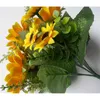 Dried Flowers Heads Yellow Silk Sunflower Artificial Branch/Bouquet for Home Office Party Garden Hotel Wedding Decoration