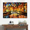 City Life Landscape Canvas Art Bridge Over Happiness Street Petersburg Hand Painted Kinfe Painting for Hotel Wall Modern