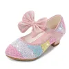 Sneakers Ragazze Scarpe in pelle Principessa Bambini Punta tonda Suola morbida Grandi ragazze Tacco alto Crystal Single 230613