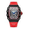 Relógios de pulso HANBORO Relógio automático masculino Relógios masculinos de luxo Relógios de pulso mecânico Luminoso Tonneau Case 50M Pulseira de borracha à prova d'água 8215