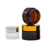 Amber Glass Cosmetic Cream Bottles Round burkar flaska med vita inre foder PPFOR handkroppskräm 5G till 100 g VCORM