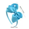 Hårtillbehör 1 datorer 4 tum söta flickor Bow Hairband Children's Candy Colors Pinwheel Band med Boutique Handmade