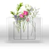 Vases clair acrylique fleur Vase rectangulaire Floral pièce maîtresse Table à manger Arrangements mariage décoratif Pot cadeau