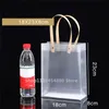 Gift Wrap 1020pcs PVC Transparent Gift Bag with Handles Clear Tote PP Frosted Plastic Shopping Tote Bag Clothing Drinks Packaging 230614