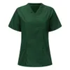 Women's T-Shirt Women Man Fashion Scrubs Tops V-Neck Short Sleeves Shirt With Two Large Pockets Beauty And Health Workwear SPA Nursing Uniform 230613