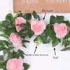 Decorative Flowers 2.2m Silk Cloth Pink Rose Artificial Flower Vine Ivy Wedding Wall Family Garden Bedroom Decoration Fake Plants