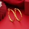 Stor cirkel bågörhängen vridna riktiga 18k gula guldfyllda färg sexiga klassiska stora runda örhängen mode smycken