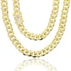 Girocolli color oro 14MM Miami Cuban Link Chain Collana da donna Hip Hop Rock Punk 14 "15" girocolli