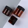 Amber Pet Plastic Cosmetic Jars Face Hand Lotion Cream Bottles With Black Screw Cap 60 ml 100 ml 120 ml PUHWP