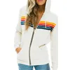 Sudaderas con capucha de las mujeres Sudaderas Donsignet Sudaderas con capucha de las mujeres Abrigo Casual Sudaderas con capucha del arco iris Moda Zip-up Cardigan a rayas Sudaderas con capucha de los hombres 230613