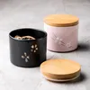 Lagringsflaskor japansk keramisk förseglad burk te caddy med lock hushåll mat container kryddor lådan krydda burk kök kaffetank