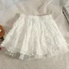 Rokken Kawaii Wit Mini Rok Vrouwen Zwart Harajuku Leuke Pluizige Lolita Mesh Ruffle Koreaanse Mode Y2k Kleding Streetwear