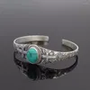 Bangle Tibetan Silver Color Women With Natural Stone