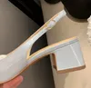 Summer Female Office Lady Sandaler Kvinna Luxury Fashion Chunky Heels Women Silver Nude Leather Back Strap Pumps Dress Shoes