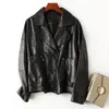 Women's Leather 2023 Natural Genuine Jacket Women Streetwear Moto Biker Real Coat Female Korean Sheepsk