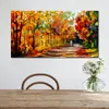 Modern Impressionist Canvas Wall Art Fall Noon Hand Painted Street Landscape Painting for Apartment Decor