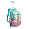 Backpacks 3 IN 1 School Childrens Backpack with Wheels Kids Wheeled Bag Teenagers Girls Canvas Travel Trolley Bags 230613