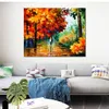 Handmade Canvas Art Autumn Date Contemporary Oil Paintings Streets People Painting Bathroom Decor