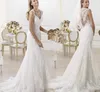 Abiti da sposa senza maniche con scollo a V in pizzo a sirena con scollo a V Abiti da sposa su misura