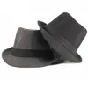 Chapéus de Aba Larga HT3410 Homens Outono Inverno Chapéus Vintage Fedoras Casual Trilby Masculino Faixa Preta Retro Jazz Moda Fedora Para Homens1838562205q