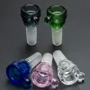 Glass Smoking Accessories bowl With Handle Color Mix Bong Bowl 14mm 18mm Male Piece Water Pipe Dab Rig Bowls Heady Colored