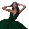 Dresses 2023 Exquiste Dark Green Quinceanera Dresses Sexy Sweetheart Tulle Lace Appliques Crystal Beads Open Back Plus Size Formal Party P