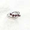 Cluster Rings Natural Garnet Ring Five Inlaid Cool Shape Adjustable Size Suitable For Women Girl