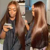 Brown Colored Human Hair Wigs For Women 13X5 Straight Lace Front Wigs 30 Inch Highlight Remy Brazilian Hair Wigs