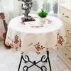 Bordduk Tyg Round European Garden Elegant broderad matduksbandduk Flower Peony Stol Cover Wedding Home Textile Dust 230613