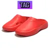 مع صندوق La Plaque Flat Sandals مصمم النعال Square Toe Slides صفراء أبيض أسود مطبوع باللون الأحمر والأزياء الحمراء الهواء أحذية صندل داخلية