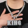 Nouvelle mode bricolage nom personnalisé lettres pendentif collier avec 3mm 24 pouces corde chaîne or argent Bling zircone hommes pendentif bijoux