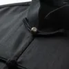メンズカジュアルシャツブルージャオチャイニーズスタイルシャツメンズスプリングと秋の長袖の結び目ボタンレトロトップトップヤングミドルエイジCLO
