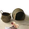 Paniers de rangement Conteneur Boîte Panier Pliable À La Main Maison Jardin Pot De Fleur En Osier Rotin Paille Planteur Blanchisserie 230613